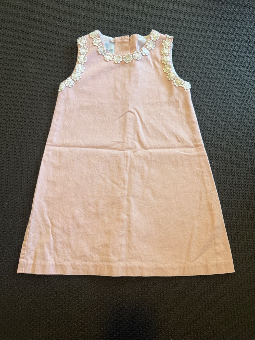 Little English Sleeveless Pink Girls' A-Line Dress with Floral Trim